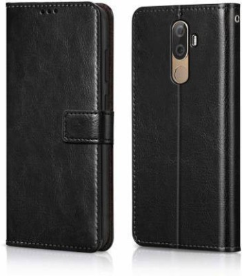 Luxury Counter Flip Cover for Lenovo K8 Note Premium Quality |Dual Stiched |Complete Protection| Back Cover(Black, Dual Protection, Pack of: 1)