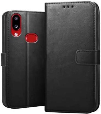 GoPerfect Flip Cover for Samsung Galaxy A10s |Leather Finish Flip Cover|Inbuilt Stand & Inside Pockets(Black, Magnetic Case, Pack of: 1)