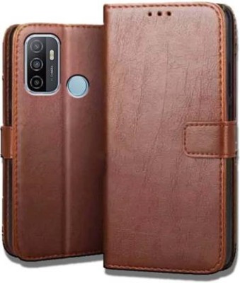 GoPerfect Flip Cover for Oppo A33 (2020) | Flip Cover| Leather Card Slots| Pouch with Viewing Stand(Brown, Grip Case, Pack of: 1)