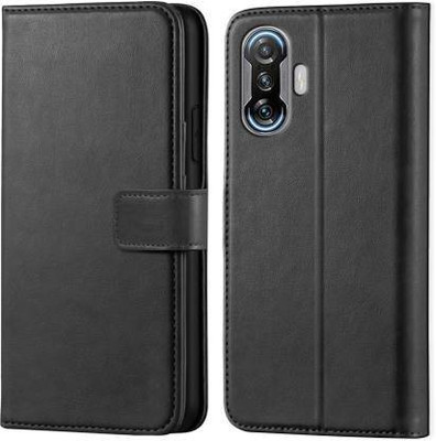 Luxury Counter Flip Cover for Poco F3 GT Premium Quality |Dual Stiched |Complete Protection| Back Cover(Black, Dual Protection, Pack of: 1)