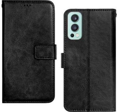 GoPerfect Flip Cover for One Plus Nord 2 |Leather Finish Flip Cover|Inbuilt Stand & Inside Pockets(Black, Magnetic Case, Pack of: 1)