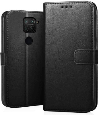 GoPerfect Flip Cover for Xiaomi Redmi Note 9 |Leather Finish Flip Cover|Inbuilt Stand & Inside Pockets(Black, Magnetic Case, Pack of: 1)