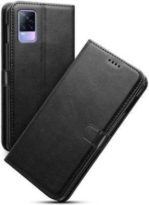 GoPerfect Flip Cover for Vivo Y73 5G, Vivo Y73 |Leather Finish Flip Cover|Inbuilt Stand & Inside Pockets(Black, Magnetic Case, Pack of: 1)