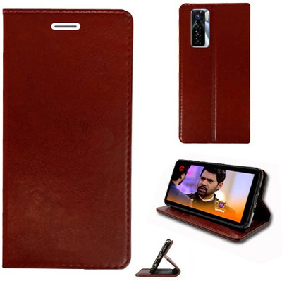 Realgo Flip Cover for Tecno Camon 17 Pro(Brown, Pack of: 1)