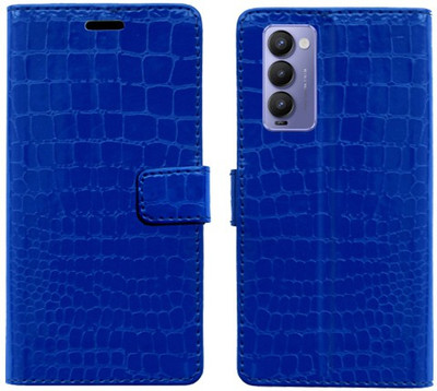 Realgo Flip Cover for Tecno Camon 18(Blue, Pack of: 1)