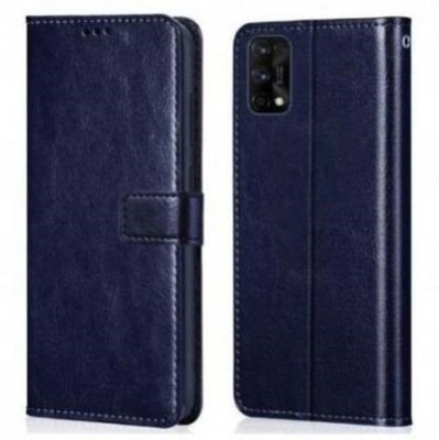 Luxury Counter Flip Cover for Xiaomi Mi Redmi 9 Power / Poco M3 Premium Quality |Dual Stiched |Back Cover(Blue, Magnetic Case, Pack of: 1)