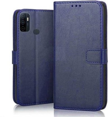 Luxury Counter Flip Cover for Oppo A33 (2020) Premium Quality |Dual Stiched |Complete Protection| Back Cover(Blue, Magnetic Case, Pack of: 1)