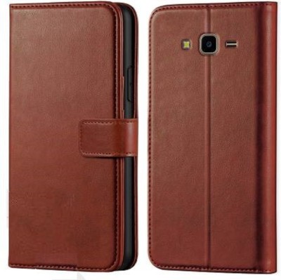 Luxury Counter Flip Cover for Samsung Galaxy Grand Prime G530 Premium Quality |Dual Stiched |Back Cover(Brown, Dual Protection, Pack of: 1)