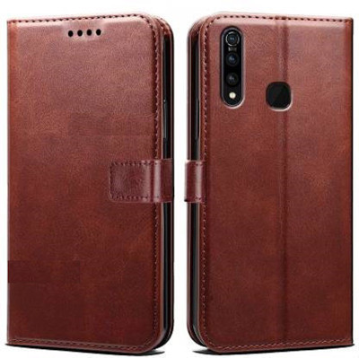 GoPerfect Flip Cover for Vivo Z1 Pro | Flip Cover| Leather Card Slots| Pouch with Viewing Stand(Brown, Grip Case, Pack of: 1)