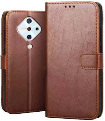 GoPerfect Flip Cover for Vivo S1 Pro | Flip Cover| Leather Card Slots| Pouch with Viewing Stand(Brown, Grip Case, Pack of: 1)