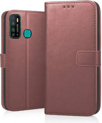 GoPerfect Flip Cover for Infinix Hot 9 Hot 9 Pro | Flip Cover| Leather Card Slots| Pouch with Viewing Stand(Brown, Grip Case, Pack of: 1)