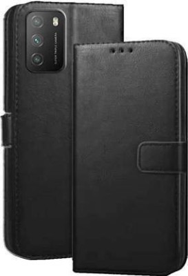 Luxury Counter Flip Cover for Xiaomi Mi Redmi 9 Power / Poco M3 Premium Quality |Dual Stiched| Back Cover(Black, Dual Protection, Pack of: 1)
