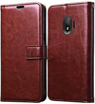 GoPerfect Flip Cover for Samsung Galaxy J2 Pro 2018 | Flip Cover| Leather Card Slots| Pouch with Viewing Stand(Brown, Grip Case, Pack of: 1)