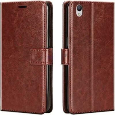 GoPerfect Flip Cover for Vivo Y51L 2016 Old Edition | Flip Cover| Leather Card Slots| Pouch with Viewing Stand(Brown, Grip Case, Pack of: 1)