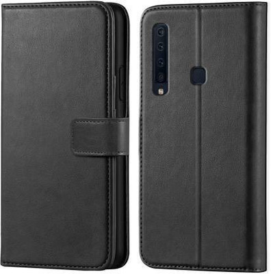 Luxury Counter Flip Cover for Samsung Galaxy A9 2018 Premium Quality |Dual Stiched |Complete Protection| Back Cover(Black, Dual Protection, Pack of: 1)