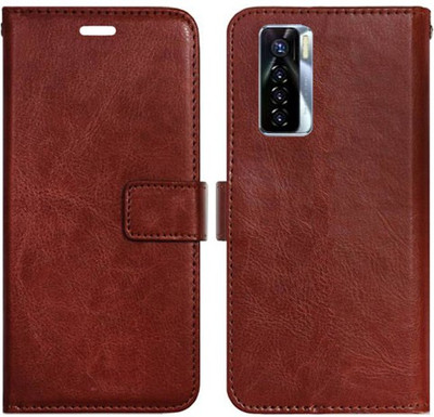 Realgo Flip Cover for Tecno Camon 17 Pro(Brown, Pack of: 1)