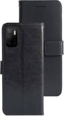 GoPerfect Flip Cover for Xiaomi Poco M3 Pro 5G 128GB |Leather Finish Flip Cover|Inbuilt Stand & Inside Pockets(Black, Magnetic Case, Pack of: 1)