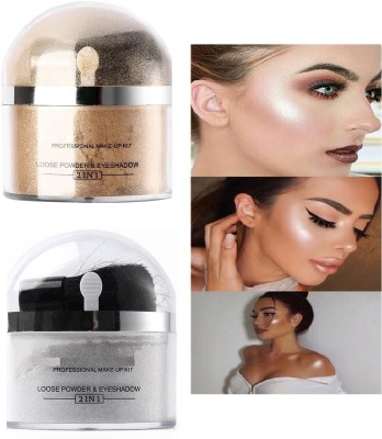 YAWI Face makeup gold silverr powder highlighter loose powder shimmer  Compact(GOLD, SILVER, 40 g)