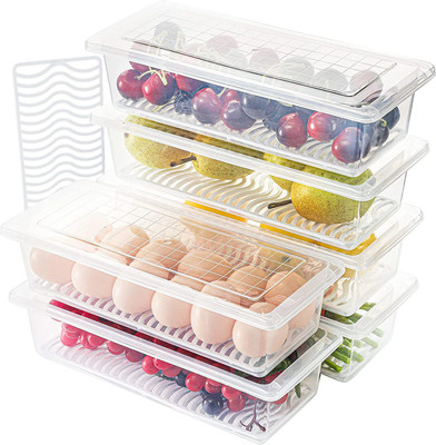 Zigmo Plastic Fridge Container  - 1500 ml(Pack of 6, Clear)