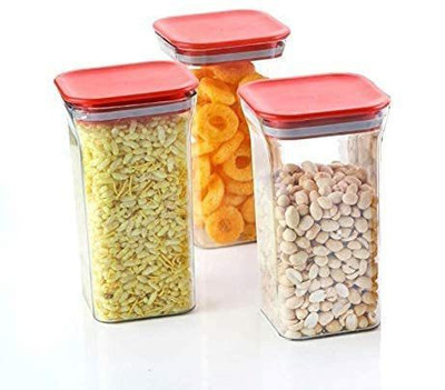 Analog Kitchenware Plastic Grocery Container  - 550 ml(Pack of 3, Red)