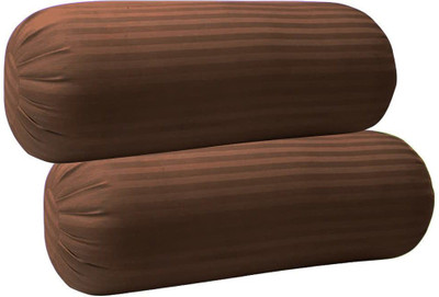 Embroco Home and Furhish Microfibre Stripes Bolster Pack of 2(Brown)