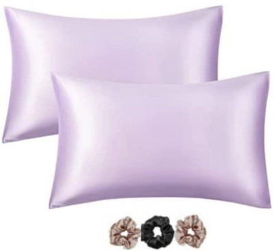 Wesofy Satin Pillows Cover(Pack of 2, 28 cm*18 cm, Lavender)