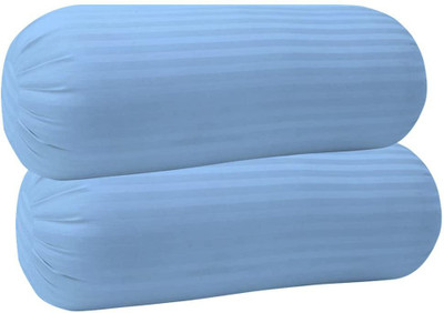 Embroco Home and Furhish Microfibre Stripes Bolster Pack of 2(Sky Blue)
