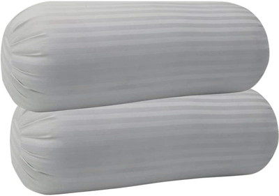 ROYALREOX Memory Foam Stripes Bolster Pack of 2(White)