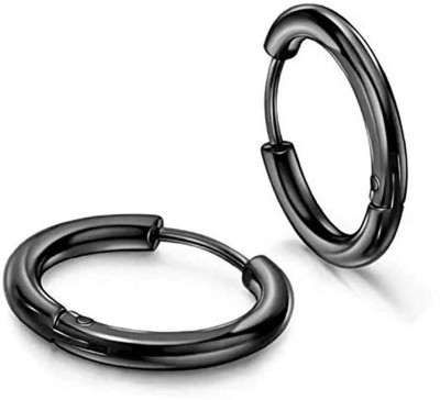 Love And Promise CF Big Slim Hoop Bali Black Color Pair Metal Hoop Earring