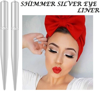GFSU Shiny Silver Eyeliner Shimmer Finishing ,Waterproof ,Long Lasting,Smudge proof 3 g(SILVER)