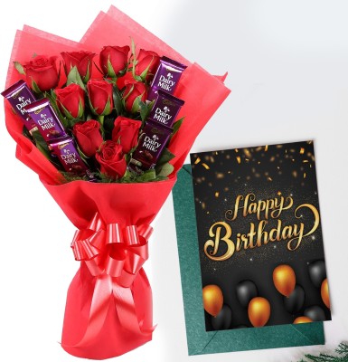 OddClick birthday gifts for girls husband wife lovers chocolate flower bouquet buckeye Paper Gift Box(Multicolor)