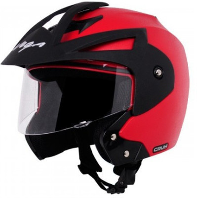 VEGA CRUX HI-QUALITY OPEN FACE RED 580 MM SIZE M Motorbike Helmet(Red)