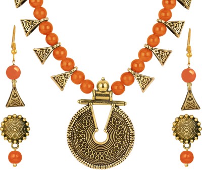 TAP Fashion Copper Gold-plated Orange Jewellery Set(Pack of 1)
