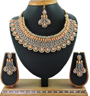 VATSALYA creation Alloy Gold-plated Beige Jewellery Set(Pack of 1)