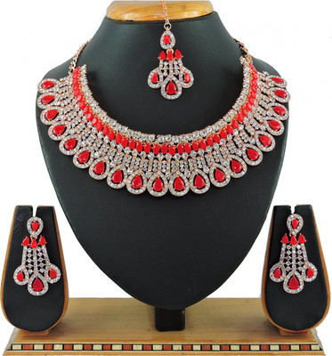 VATSALYA creation Alloy Gold-plated Red Jewellery Set(Pack of 1)