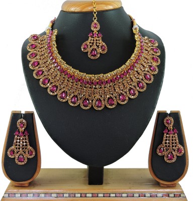 VATSALYA creation Alloy Gold-plated Pink Jewellery Set(Pack of 1)