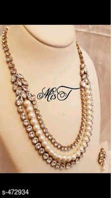 White pearl Alloy Gold-plated White Jewellery Set(Pack of 1)