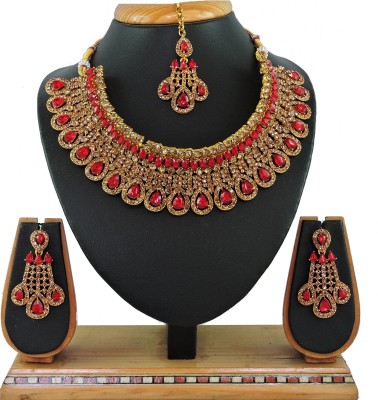 VATSALYA creation Alloy Gold-plated Red Jewellery Set(Pack of 1)