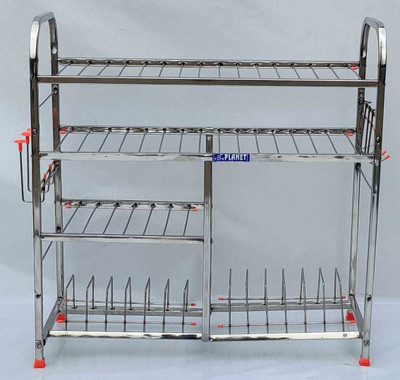 tsw Utensil Kitchen Rack Steel Stainless Steel Kitchen Rack | Dish Rack | Square Pipe Stand (24x24 inches)