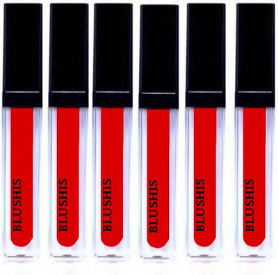BLUSHIS Non Transfer Professionally Longlasting Liquid Lipstick Combo Set Of 6 pc(Red, 36 ml)