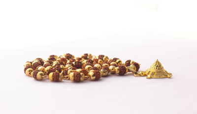 Sarvaksh Sarvaksh Rudraksha Cap Mala With Sree Yantra Pendant Gold-plated Plated Wood Chain