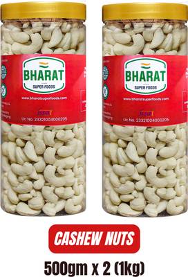 Bharat Super Foods Whole Premium Goa Cashew Nuts Big Size (100% Natural Kaju) 1KG (2 Jar Pack of 500gm each) Cashews