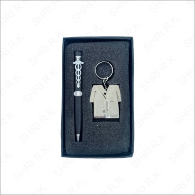 Shri R K Doctor Symbol Keychain & Pen Gift Set(Pack of 2, Blue)