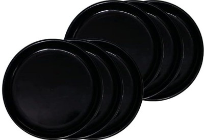 AWICKTIK 6 Pcs BPA Free Full Plate Set For Kitchen Daily Use (28 cm) Black Dinner Plate Rice Plates(Pack of 6, Microwave Safe)