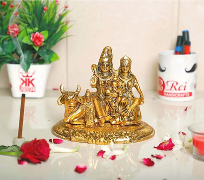 BPMJ Shiv parivar Decorative Showpiece  -  15 cm(Metal, Gold)