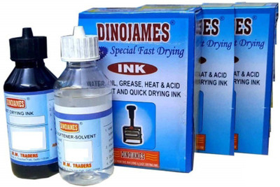 dinojames Black Fast Drying Ink-300ml ink 300ml ink Remover Stamp Pad Ink(300 ml)