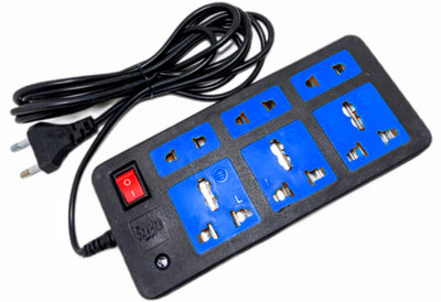 Sanhan ELECTRIC BOARD POWER STRIP SURGE PROTECTOR MULTI PLUG 6 sockets with 3m wire 6  Socket Extension Boards(Black, Blue, 3 m)