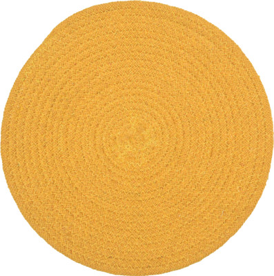 HOMADORN Round Pack of 2 Table Placemat(Yellow, Cotton)