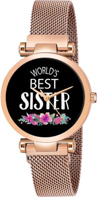 RELish Relish World's Best Sister, Rose Gold Magnetic Mesh Strap Analog Watch World's Best Sister, Rose Gold Magnetic Mesh Strap Analog Watch Analog Watch  - For Women