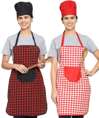 Whitewrap Cotton Chef's Apron - Free Size(Multicolor, Pack of 2)